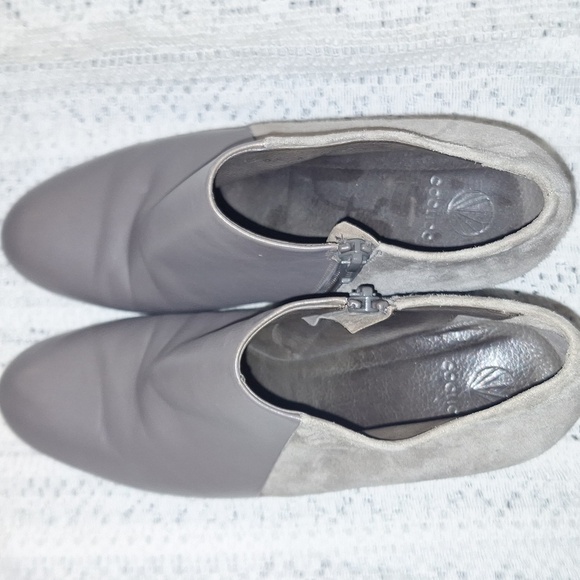 COCLICO MADE IN SPAIN LEATHER AND SUEDE ZIP WEDGE HEEL BOOTIES - Picture 3 of 10